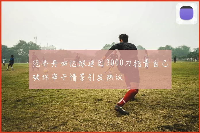范乔丹回忆球迷因3000刀指责自己破坏串子情景引发热议